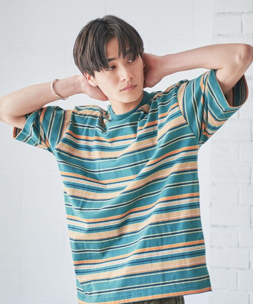 coen（コーエン）の「マルチカラーボーダーTシャツ（Tシャツ/カットソー・メンズ・ブラック/ダークグリーン・L/S/XL/M）」の21枚目の写真