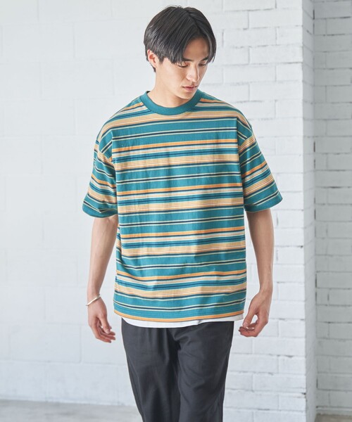 coen（コーエン）の「マルチカラーボーダーTシャツ（Tシャツ/カットソー・メンズ・ブラック/ダークグリーン・L/S/XL/M）」の22枚目の写真