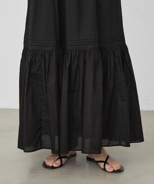 Shelly island（シェリーアイランド）の「コットンタックフレアスカート（スカート・レディース・ブラック/ホワイト・FREE）」の14枚目の写真