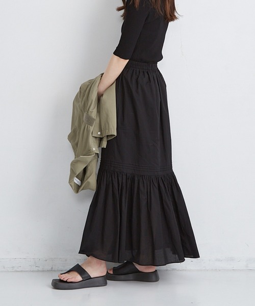 Shelly island（シェリーアイランド）の「コットンタックフレアスカート（スカート・レディース・ブラック/ホワイト・FREE）」の20枚目の写真