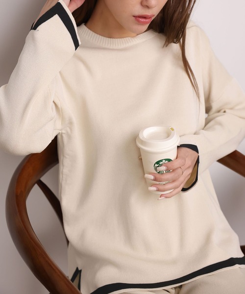 Doula Doula(ドゥーラドゥーラ)の「セットアップ 配色ニットプルオーバー&パンツ(セットアップ・レディース・ピンクベージュ/ベージュ/ブラック/ピンク系その他/ベージュ系その他/ブラック系その他/ネイビー/グレー・FREE)」の20枚目の写真
