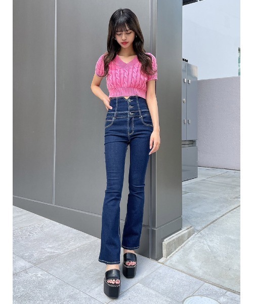 ENVYM（アンビー）の「ケーブルニットトップス（ニット/セーター・レディース・ブラック/ブルー/ピンク・FREE）」の17枚目の写真