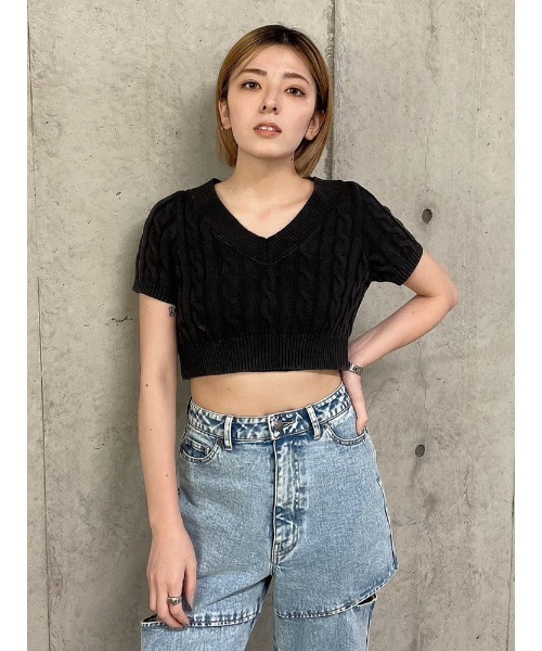 ENVYM（アンビー）の「ケーブルニットトップス（ニット/セーター・レディース・ブラック/ブルー/ピンク・FREE）」の19枚目の写真