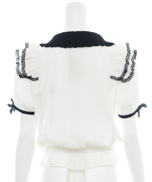 Secret Honey（シークレットハニー）の「ダブルフリルウエストシャーリングブラウス（シャツ/ブラウス・レディース・オフホワイト/ホワイト×ブラック・MEDIUM）」の17枚目の写真