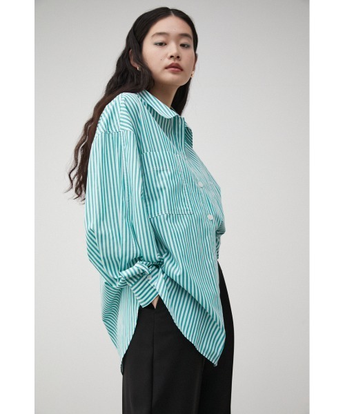 AZUL by moussy（アズールバイマウジー）の「RELATECH COTTON LOOSE SHIRT/リラテックコットンルーズシャツ（シャツ/ブラウス・レディース・グリーン系その他/ブルー系その他3・SMALL/MEDIUM）」の5枚目の写真