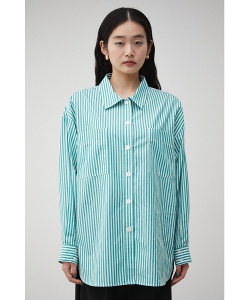 AZUL by moussy（アズールバイマウジー）の「RELATECH COTTON LOOSE SHIRT/リラテックコットンルーズシャツ（シャツ/ブラウス・レディース・グリーン系その他/ブルー系その他3・SMALL/MEDIUM）」の7枚目の写真