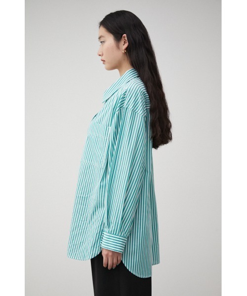 AZUL by moussy（アズールバイマウジー）の「RELATECH COTTON LOOSE SHIRT/リラテックコットンルーズシャツ（シャツ/ブラウス・レディース・グリーン系その他/ブルー系その他3・SMALL/MEDIUM）」の8枚目の写真