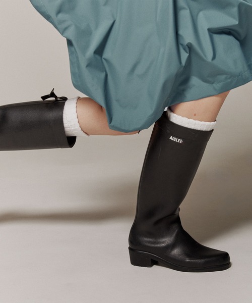 AIGLE ダークブラウンロングブーツ ゴム製 AIGLE ダークブラウンロングブーツ ゴム製