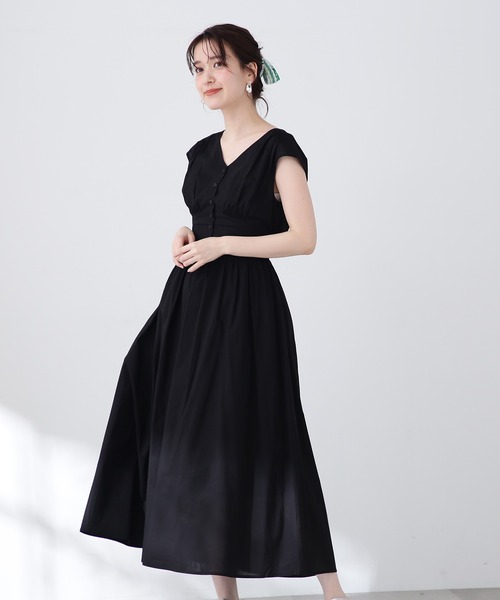 N.（N. Natural Beauty Basic）（エヌエヌナチュラルビューティーベーシック）の「【S Size Line】◆Ｖネックギャザーワンピース（ワンピース・レディース・グリーン/スモークピンク/ブルー/ブルー系その他/ブラック・SMALL/MEDIUM）」の2枚目の写真