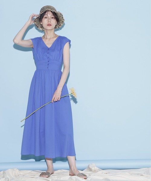 N.（N. Natural Beauty Basic）（エヌエヌナチュラルビューティーベーシック）の「【S Size Line】◆Ｖネックギャザーワンピース（ワンピース・レディース・グリーン/スモークピンク/ブルー/ブルー系その他/ブラック・SMALL/MEDIUM）」の8枚目の写真