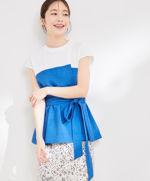 VIS（ビス）の「【洗える】美easyドッキングフレンチスリーブカットソー【接触冷感(ビスチェ部分)】（Tシャツ/カットソー・レディース・ブラウン系その他2/ホワイト系その他5/ブルー系その他4・FREE）」の11枚目の写真