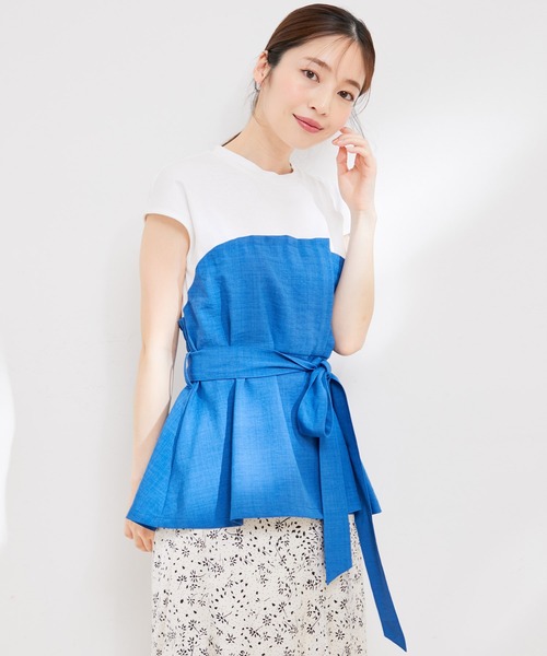 VIS（ビス）の「【洗える】美easyドッキングフレンチスリーブカットソー【接触冷感(ビスチェ部分)】（Tシャツ/カットソー・レディース・ブラウン系その他2/ホワイト系その他5/ブルー系その他4・FREE）」の12枚目の写真