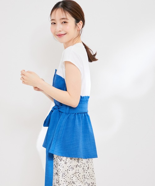 VIS（ビス）の「【洗える】美easyドッキングフレンチスリーブカットソー【接触冷感(ビスチェ部分)】（Tシャツ/カットソー・レディース・ブラウン系その他2/ホワイト系その他5/ブルー系その他4・FREE）」の13枚目の写真