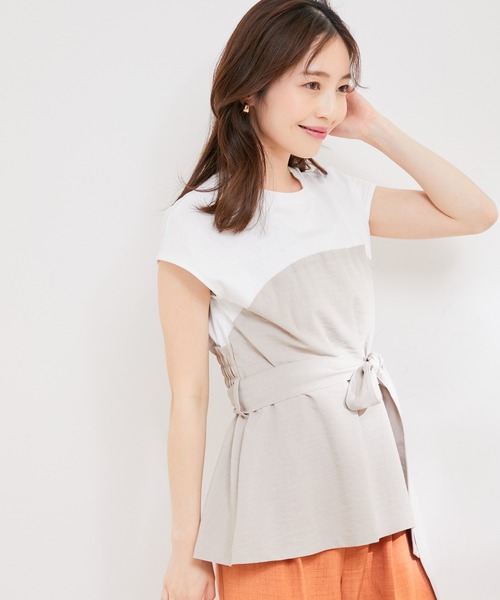 VIS（ビス）の「【洗える】美easyドッキングフレンチスリーブカットソー【接触冷感(ビスチェ部分)】（Tシャツ/カットソー・レディース・ブラウン系その他2/ホワイト系その他5/ブルー系その他4・FREE）」の14枚目の写真