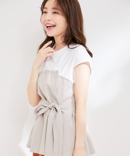 VIS（ビス）の「【洗える】美easyドッキングフレンチスリーブカットソー【接触冷感(ビスチェ部分)】（Tシャツ/カットソー・レディース・ブラウン系その他2/ホワイト系その他5/ブルー系その他4・FREE）」の15枚目の写真