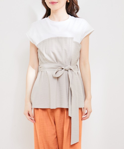 VIS（ビス）の「【洗える】美easyドッキングフレンチスリーブカットソー【接触冷感(ビスチェ部分)】（Tシャツ/カットソー・レディース・ブラウン系その他2/ホワイト系その他5/ブルー系その他4・FREE）」の19枚目の写真