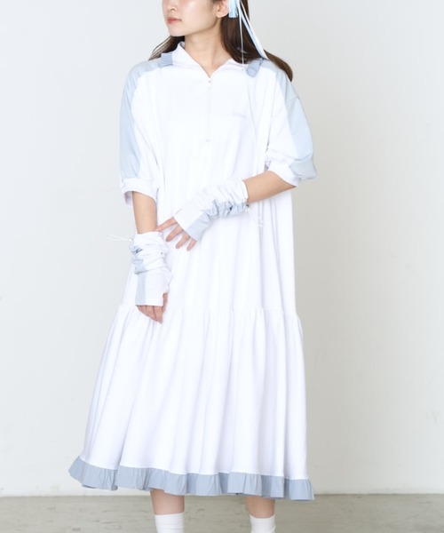 Whinny(ホワイニー)の「Whinny/クシュクシュヘンテコリン(アームカバー・レディース・ホワイト/ブラック/サックスブルー・FREE)」の18枚目の写真