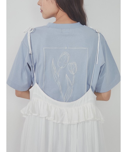 merry jenny（メリージェニー）の「tulip Tee（Tシャツ/カットソー・レディース・アイボリー/ピンク/ブルー・FREE）」の2枚目の写真