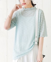 n'OrLABEL | 『ブロックチェック×花柄レースメロートップス』(Tシャツ/カットソー)