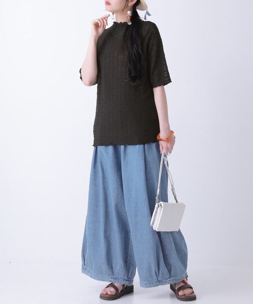 n'OrLABEL（ノアールレーベル）の「【廃盤】『ブロックチェック×花柄レースメローカットソー』（Tシャツ/カットソー・レディース・アイボリー/ライトブルー/ブラック・1/2）」の15枚目の写真