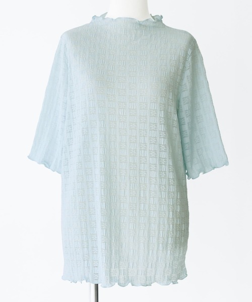 n'OrLABEL（ノアールレーベル）の「【廃盤】『ブロックチェック×花柄レースメローカットソー』（Tシャツ/カットソー・レディース・アイボリー/ライトブルー/ブラック・1/2）」の12枚目の写真