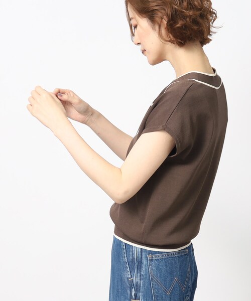 grove（グローブ）の「◆【お仕事にもおでかけにも】バイカラーボウタイニット（ニット/セーター・レディース・ブラック/ナチュラル/ブラウン系・02/03/05/01/04）」の16枚目の写真