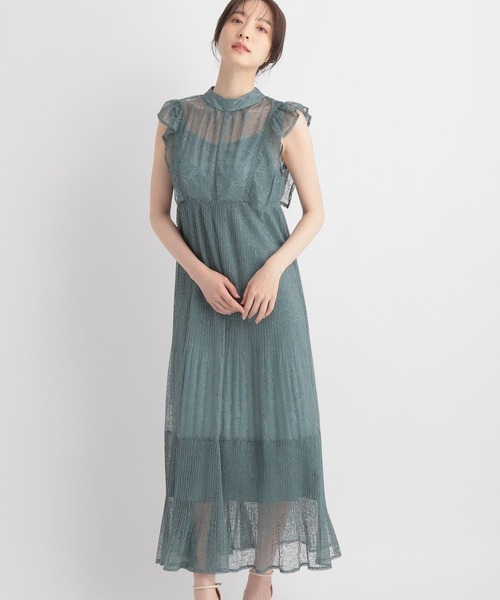 Andemiu(アンデミュウ)の「【WEB限定】ケシプリーツドレス907521(ドレス・レディース・チャコールグレー/ブラック/グリーン・FREE)」の3枚目の写真