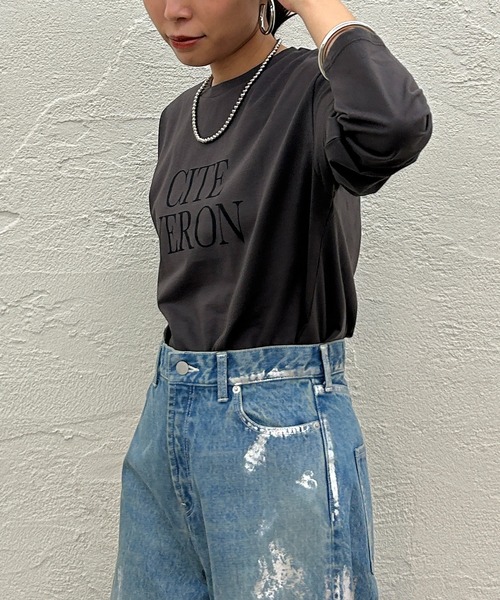 LOUNGEDRESS（ラウンジドレス）の「ロゴロンT（Tシャツ/カットソー・レディース・チャコールグレー/オフホワイト/ブラック・FREE）」の20枚目の写真