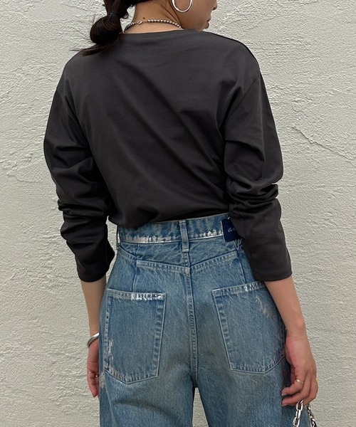 LOUNGEDRESS（ラウンジドレス）の「ロゴロンT（Tシャツ/カットソー・レディース・チャコールグレー/オフホワイト/ブラック・FREE）」の14枚目の写真