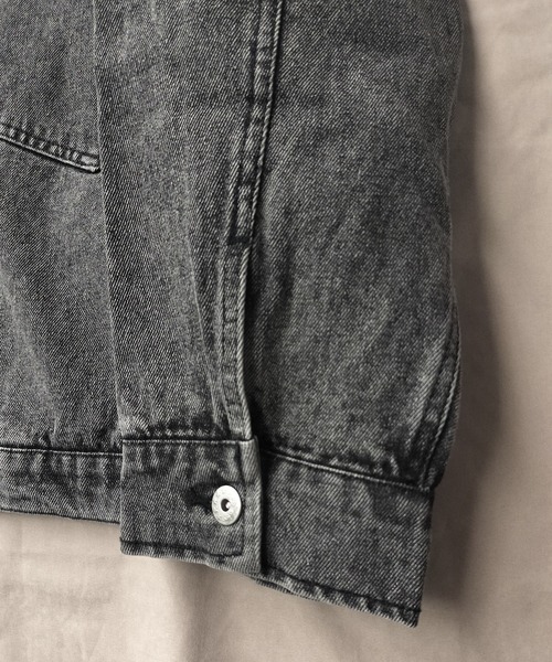 美品　OVER SIZEデニムジャケット　ブラック セール】ヴィンテージライク ビッグサイズ デニム ジャケット G