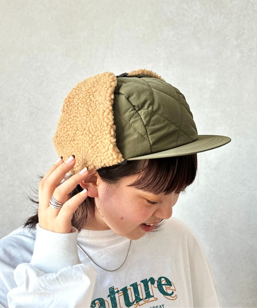 CPCM（シーピーシーエム）の「キルティング×ボアフライトキャップ（キャップ・レディース・ブラック/ブラウン/カーキ・FREE）」の3枚目の写真