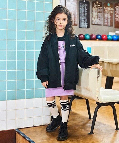 X-girl Stages(エックスガールステージス)の「カタアキワンピース(ワンピース・キッズ・ブラック/ラベンダー・110cm/120cm/130cm/140cm/90cm/100cm)」の13枚目の写真