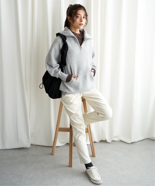 LBC(エルビーシー)の「ループヤーンハーフジップアッププルオーバー(ニット/セーター・レディース・ブラック/ベージュ/ライトグレー・M)」の9枚目の写真