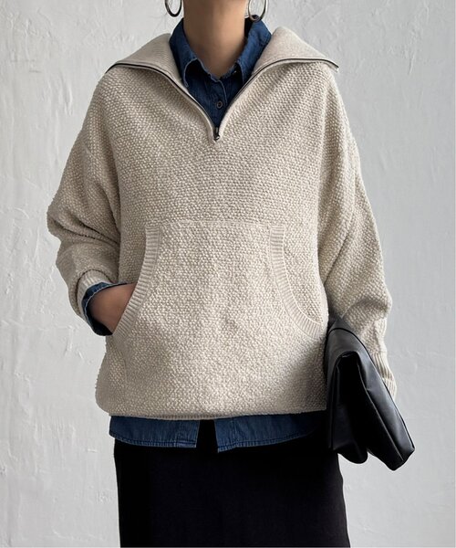 LBC(エルビーシー)の「ループヤーンハーフジップアッププルオーバー(ニット/セーター・レディース・ブラック/ベージュ/ライトグレー・M)」の17枚目の写真