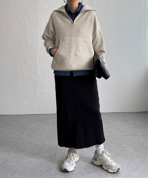 LBC(エルビーシー)の「ループヤーンハーフジップアッププルオーバー(ニット/セーター・レディース・ブラック/ベージュ/ライトグレー・M)」の19枚目の写真