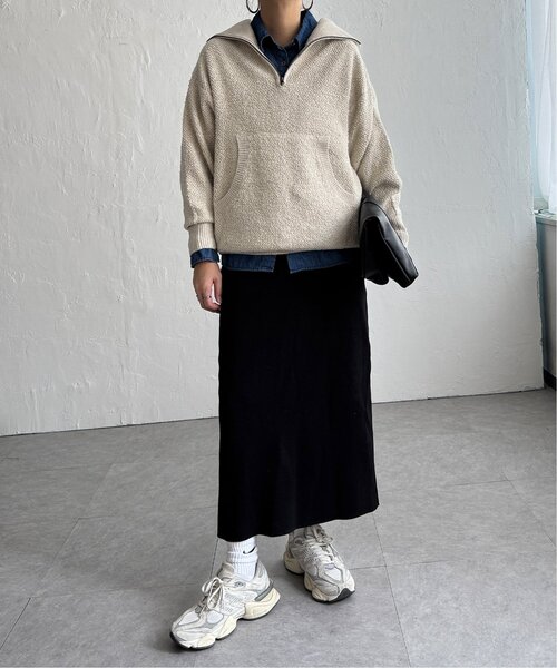 LBC(エルビーシー)の「ループヤーンハーフジップアッププルオーバー(ニット/セーター・レディース・ブラック/ベージュ/ライトグレー・M)」の20枚目の写真