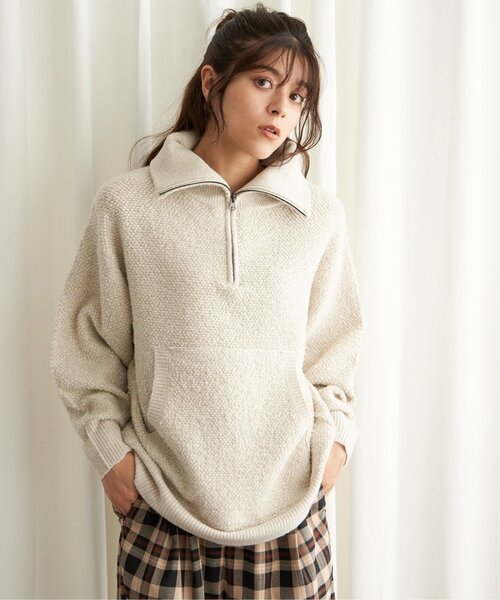 LBC(エルビーシー)の「ループヤーンハーフジップアッププルオーバー(ニット/セーター・レディース・ブラック/ベージュ/ライトグレー・M)」の21枚目の写真