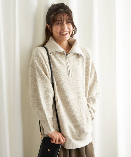 LBC(エルビーシー)の「ループヤーンハーフジップアッププルオーバー(ニット/セーター・レディース・ブラック/ベージュ/ライトグレー・M)」の22枚目の写真