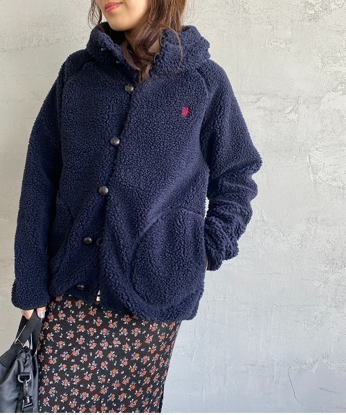 GYMPHLEX（ジムフレックス）の「[Gymphlex/ジムフレックス] ボアフードパーカー（ブルゾン・レディース・ベージュ/オフホワイト/ネイビー/ダークグレー・L/16/14/M）」の4枚目の写真