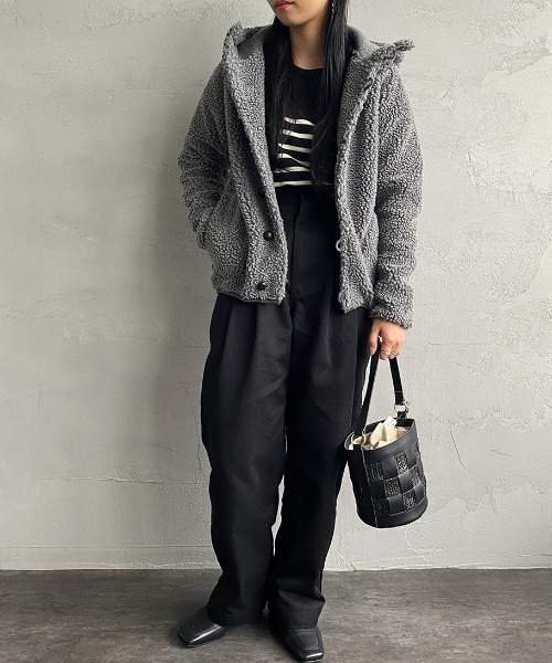 GYMPHLEX（ジムフレックス）の「[Gymphlex/ジムフレックス] ボアフードパーカー（ブルゾン・レディース・ベージュ/オフホワイト/ネイビー/ダークグレー・L/16/14/M）」の9枚目の写真