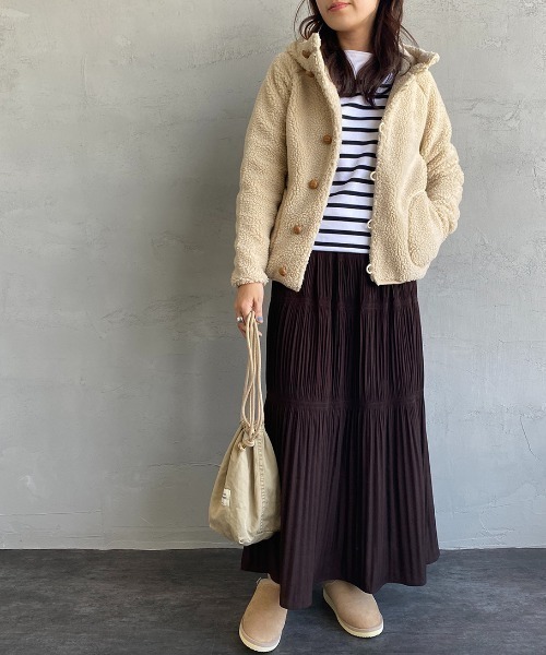 GYMPHLEX（ジムフレックス）の「[Gymphlex/ジムフレックス] ボアフードパーカー（ブルゾン・レディース・ベージュ/オフホワイト/ネイビー/ダークグレー・L/16/14/M）」の22枚目の写真