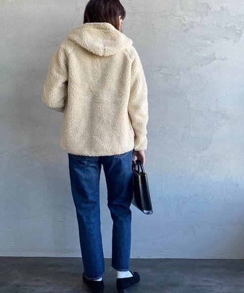 GYMPHLEX（ジムフレックス）の「[Gymphlex/ジムフレックス] ボアフードパーカー（ブルゾン・レディース・ベージュ/オフホワイト/ネイビー/ダークグレー・L/16/14/M）」の21枚目の写真