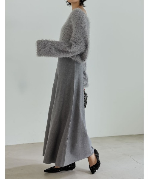 Re:EDIT（リエディ）の「[累計販売枚数5,350枚突破！][新色追加][低身長サイズ有][洗濯機で洗える]ミラノリブフレアニットスカート（スカート・レディース・チャコールグレー/パープル/ネイビー/モカ/アイボリー/ブラック/レッド/レッド系その他/ブラウン・SHORT/LARGE/MEDIUM）」の12枚目の写真