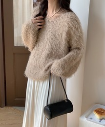 ニット セーター ナイロンファー ニット レディース セーター ニット かわいいうさぎ模様ナイロンファーニット