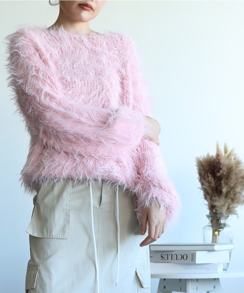 ゆる編みファーニットセーター（ニット/セーター）｜aimoha（アイモハ）