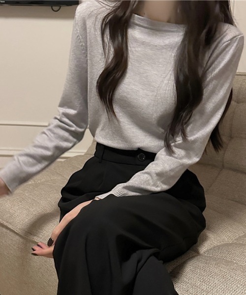 FREE STYLISTS(フリー スタイリスト)の「YUGA_YGMC ハイゲージ ボートネック ニットセーター(ニット/セーター・レディース・クリーム/グレー/ホワイト/カーキ/ブラック・FREE)」の3枚目の写真