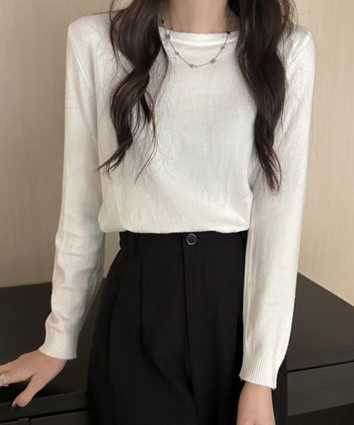 FREE STYLISTS(フリー スタイリスト)の「YUGA_YGMC ハイゲージ ボートネック ニットセーター(ニット/セーター・レディース・クリーム/グレー/ホワイト/カーキ/ブラック・FREE)」の6枚目の写真