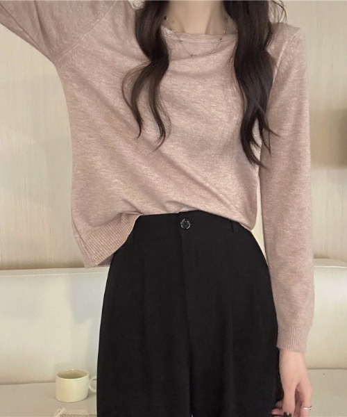 FREE STYLISTS(フリー スタイリスト)の「YUGA_YGMC ハイゲージ ボートネック ニットセーター(ニット/セーター・レディース・クリーム/グレー/ホワイト/カーキ/ブラック・FREE)」の18枚目の写真