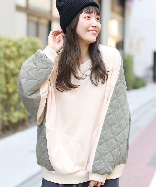 チチカカ（チチカカ）の「裏シャギースウェット×カットキルトプルオーバー（スウェット・レディース・ベージュ/ブルーグレー/ブラック・FREE）」の3枚目の写真