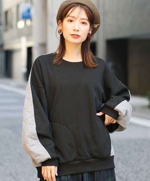 チチカカ（チチカカ）の「裏シャギースウェット×カットキルトプルオーバー（スウェット・レディース・ベージュ/ブルーグレー/ブラック・FREE）」の2枚目の写真